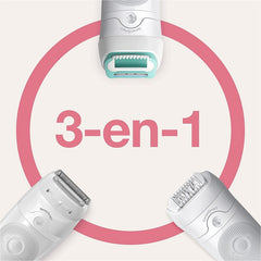 Braun Silk-épil 5 Women's Epilator for Hair Removal/Hair Remover, Attachments for Razor, Trimmer and Massage for Body, Bag, 5-625, White/Grey