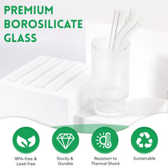 CARILI 12 Pack Reusable Straws Set with 2 Cleaning Brushes for Smoothie, Juices, Coffee