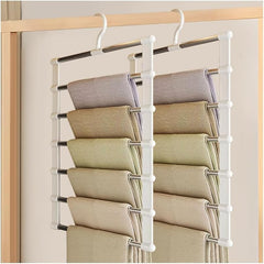 1 Pc Stainless Steel Pants Rack,6 Layers Trouser Hanger Foldable Ladder Clothes Organizer, Space-Saving Wardrobe Hanger for Pants, Jeans & Trousers Storage