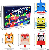 BEEBEERUN 10PCS Kids Drawstring Goody Bag Candy Party Favor Bags with Cartoon Animal Designed SQ007