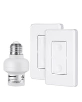 DEWENWILS Remote Control Light Bulb Socket, Wireless Light Switch for Pull Chain Light Fixture, Remote Light E26 E27 Bulb Socket, No Wiring, 2 Wall Mounted Switch+1 Socket, HRLS21T