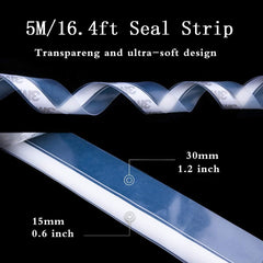 33Ft Silicone Seal Strip,Weather Stripping for Door or Window,Weatherproof Soundproof Self Adhesive Door Strip Bottom, Door Draft Stopper Silicone Strip Tape for Door Window and Shower Glass
