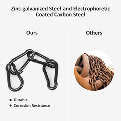 DOPHYRANIX 3 Inch Carabiner Spring Snap Hook Steel Clip Link Buckle Heavy Duty 8x80mm 10 Pcs for Outdoor Camping Hiking Hammock Swing, Black