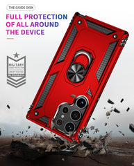 CQUIK Shockproof Phone Case for Samsung Galaxy S24 Ultra Case with Ring Stand Magnetic Kickstand