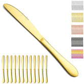 Berglander Set of 12 Pieces Titanium Gold Plating Stainless Steel Butter Knives Dishwasher Safe
