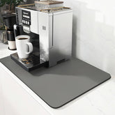 Coffee Mat Bar Hide Stain Absorbent Drying Mat With Waterproof Rubber Backing - Fits Under Coffee Maker, Machine, Pot, Espresso Machine - Bar Accessories (Grey, 12"x19")