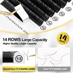 CharmO'clock Premium YY D Curl 8-16mm Mixed Volume Length Lash Extensions Super Matte Black Finish X004YXSNRH
