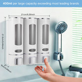 3Pcs 400ml Shower Soap Dispenser Wall Mounted Shampoo and Conditioner Dispenser Adhesive Handwashing Fluid 3 Separating Chamber Manual Shower Soap for Bathroom Hotel