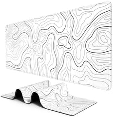 BOSOBO 80x30cm Minimalist Abstract Lines Large Desk Gaming Mouse Pad Mat, WHITE/BLACK