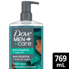 Dove Men+Care Plant-Based Body Wash Eucalyptus & Cedar Oil Pump, 769mL