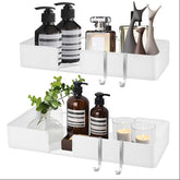 ABCOOL SET OF 2 No Drill Wall Mounted Adhesive Shower Caddy Floating Shelves for Kitchen Living Room Bedroom, WHITE