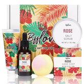 BFFLOVE Women's 5PCS Cherry Blossom Christmas Day Gifts with Massage Oil, Scented Candle, Bath Salt, Hand Cream, Soap Gift Set