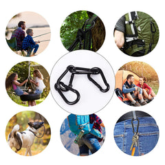 DOPHYRANIX 3 Inch Carabiner Spring Snap Hook Steel Clip Link Buckle Heavy Duty 8x80mm 10 Pcs for Outdoor Camping Hiking Hammock Swing, Black