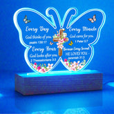 Christian Biblical Faith Based Religious Church Scripture Acrylic Butterfly Night Light with Bible Verse Prayer Butterfly Decor