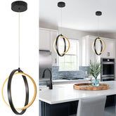 AyshwillDec Modern Led Ring Chandelier Black and Gold Pendant Light