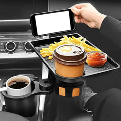 Car Cup Holder Expander with Detachable Food Tray