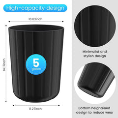 2-PACK 5 GAL Plastic Round Waste Bin, Black