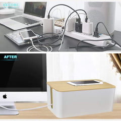 3 PK Large & Medium & Small Storage Bamboo Wires Organizer Box White