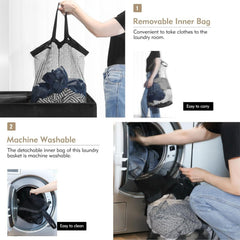 DOKEHOM 150L Double Laundry Basket, BLACK