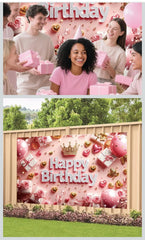 BLISSYARD Pink Happy Birthday Backdrop Banner, SIZE 70.8 x 47.2 inches for Photography, Decor, Parties etc etc