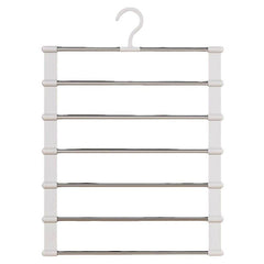 1 Pc Stainless Steel Pants Rack,6 Layers Trouser Hanger  Foldable Ladder Clothes Organizer, Space-Saving Wardrobe Hanger for Pants, Jeans & Trousers Storage