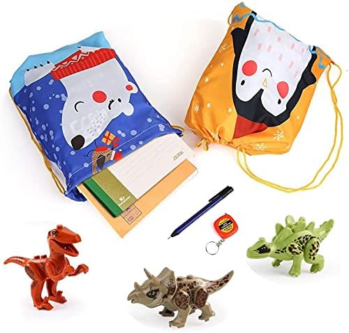 BEEBEERUN 12PC Kids Drawstring Party Favor Bags for Birthday Party Gift Animal SQ005