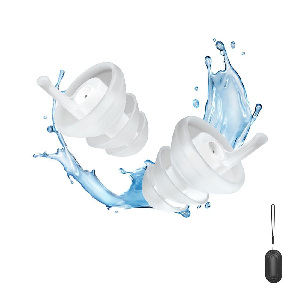 EARHOPE Waterproof Swimming Ear Plugs, Reusable Water Protection Earplugs, 3-Flange Design