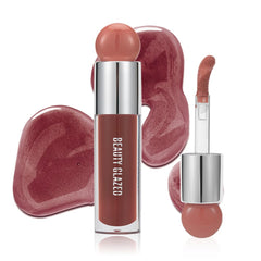 Beauty Glazed Non-Sticky Ultra-Hydrating & Nourishing Lip Oil, Smooth Glossy Finish Lip Glow Oil, Shiny and Tinted Lip Gloss, Big Brush Applicator 106# PLUM