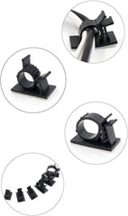 Cable Clips,Self-Adhesive Wire Holder Cable Organizer Cord Management Clamps with Adjustable Backed Black (10 Pack) (XL)