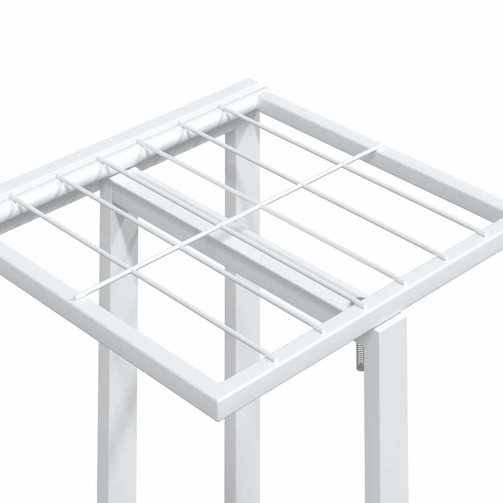 4-Floor Iron Flower Stand with Wheels - Display and Storage Rack in White