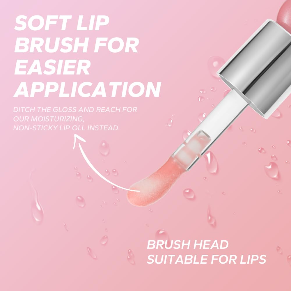 Beauty Glazed Non-Sticky Ultra-Hydrating & Nourishing Lip Oil, Smooth Glossy Finish Lip Glow Oil, Shiny and Tinted Lip Gloss, Big Brush Applicator 106# PLUM