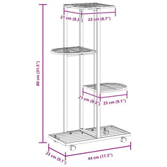 4-Floor Iron Flower Stand with Wheels - Display and Storage Rack in White