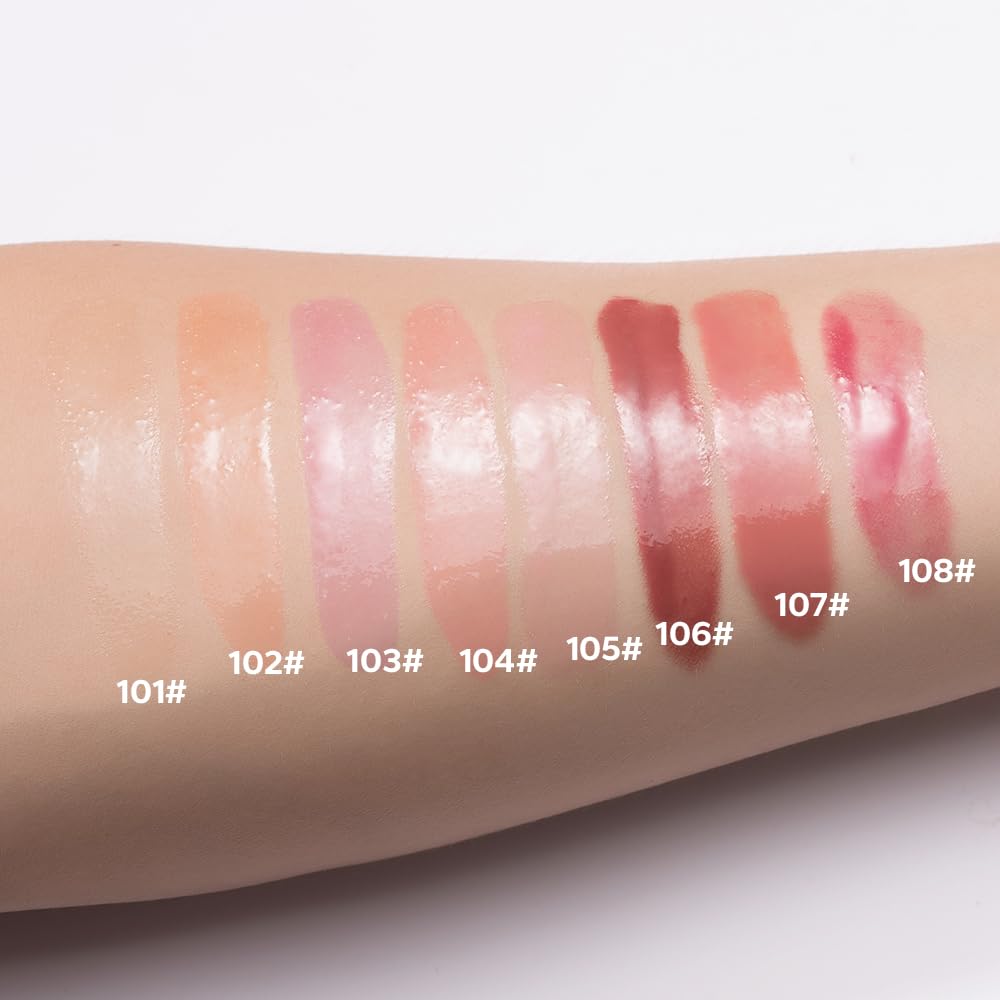 Beauty Glazed Non-Sticky Ultra-Hydrating & Nourishing Lip Oil, Smooth Glossy Finish Lip Glow Oil, Shiny and Tinted Lip Gloss, Big Brush Applicator 106# PLUM