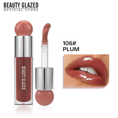 Beauty Glazed Non-Sticky Ultra-Hydrating & Nourishing Lip Oil, Smooth Glossy Finish Lip Glow Oil, Shiny and Tinted Lip Gloss, Big Brush Applicator 106# PLUM