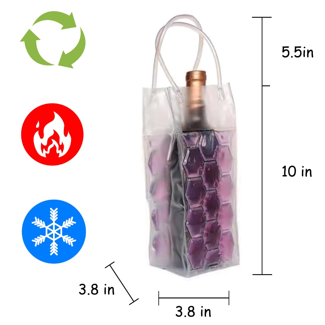 COLDCHILL 2-PIECE Ice Wine Bag Chiller, (Purple Wine Bag)