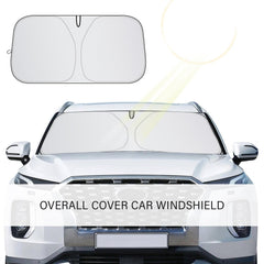 Car Windshield Sun Shade - Thickened Titanium Silver Car Windshield Cover Sun Shade for Sun & Heat Protection - Summer Car Essentials Sunshade for Car Windshield (M: 55.12 * 27.6 inch)