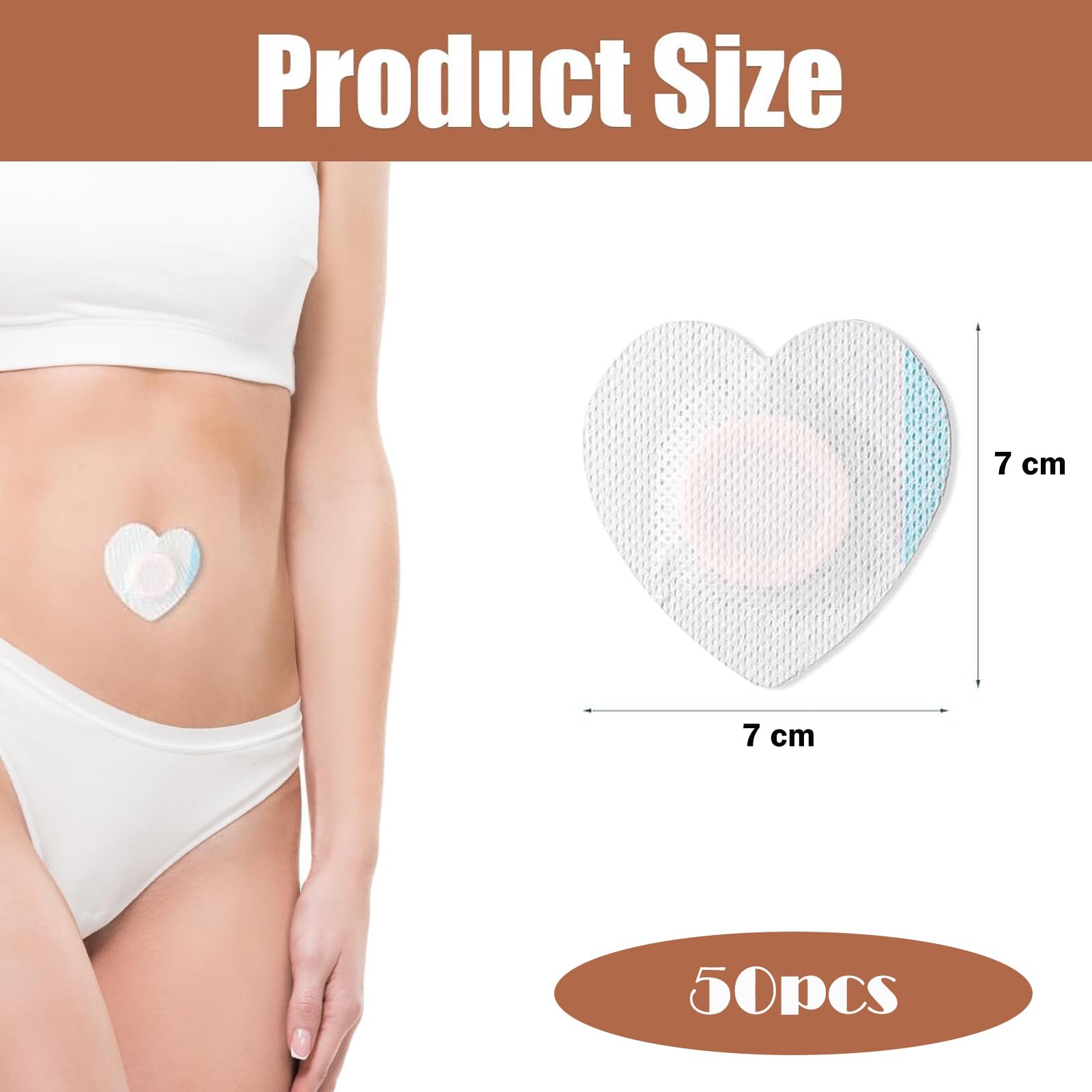 BOBOB 50pcs Castor Oil Patches Self-Adhesive Heart Shape Belly, OIL NOT INCLUDED