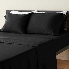 Amazon Basics Easy Care Microfiber Sheet Set with 19" Deep Pockets - King, Black