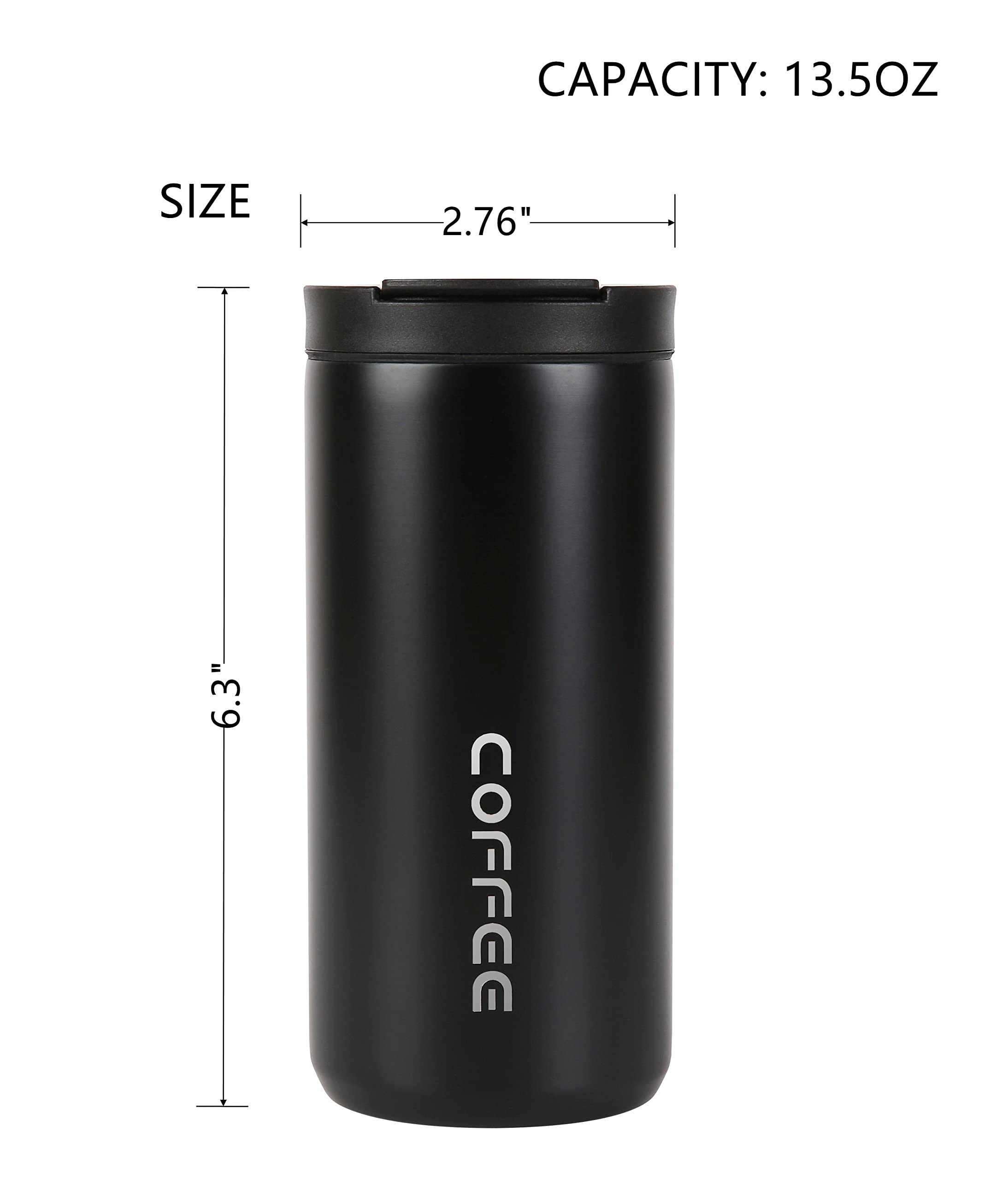 1PC of Travel Vacuum Insulated 500ml Coffee Mug with Leak Proof Screw Lid, White