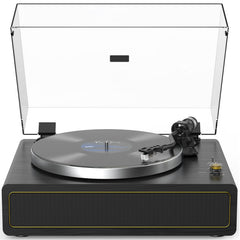 All-in-one Record Player Turntable with Built-in Speakers Vinyl Record Player Support Wireless Playback Auto Stop 33&45 RPM Speed RCA Line Out AUX in Belt-Drive Turntable for Vinyl Records Black