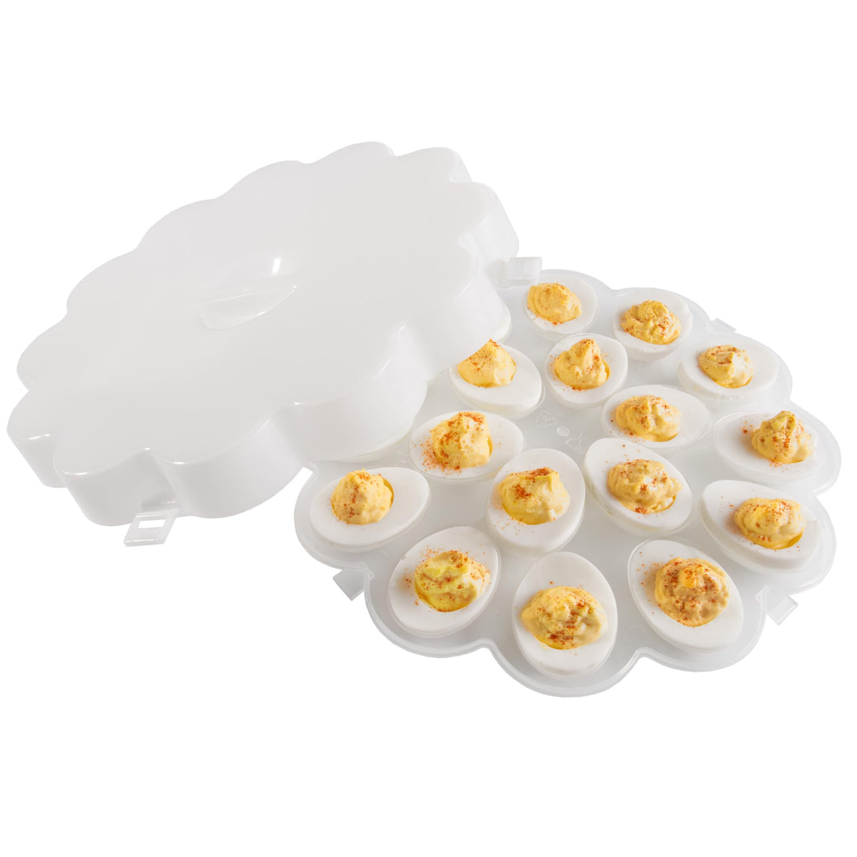 Chef Buddy SET OF 2 Deviled Egg Trays with Snap On Lids, CLEAR