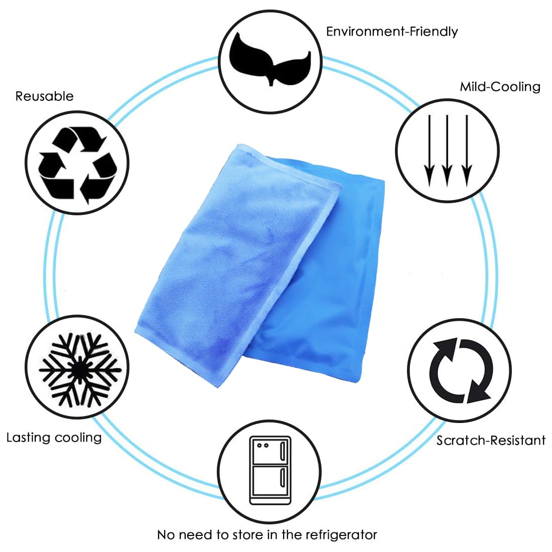 COLDCOOL Instant Relief Cool Pressure Activated Gel Cooling Mat Pad Pillow for Reduce Fevers, Migraines, Hot Flashes, Night Sweats–Place