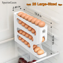 1pc Automatic Rolling Down Egg Storage for Fridge, Egg Holder Organizer, Space Saving Container, Dispenser for Refrigerator, Kitchen- Only for "LARGE" Sized Eggs