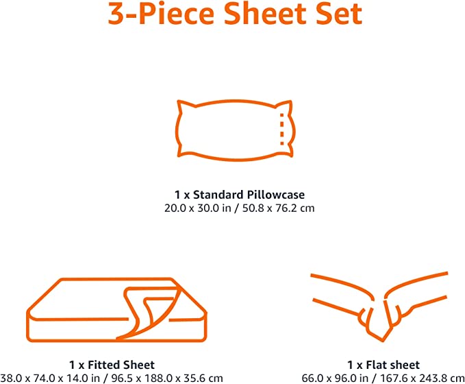 Amazon Basics Soft Microfiber Sheet Set with Elastic Pockets - Twin, Pink Stars F4N2