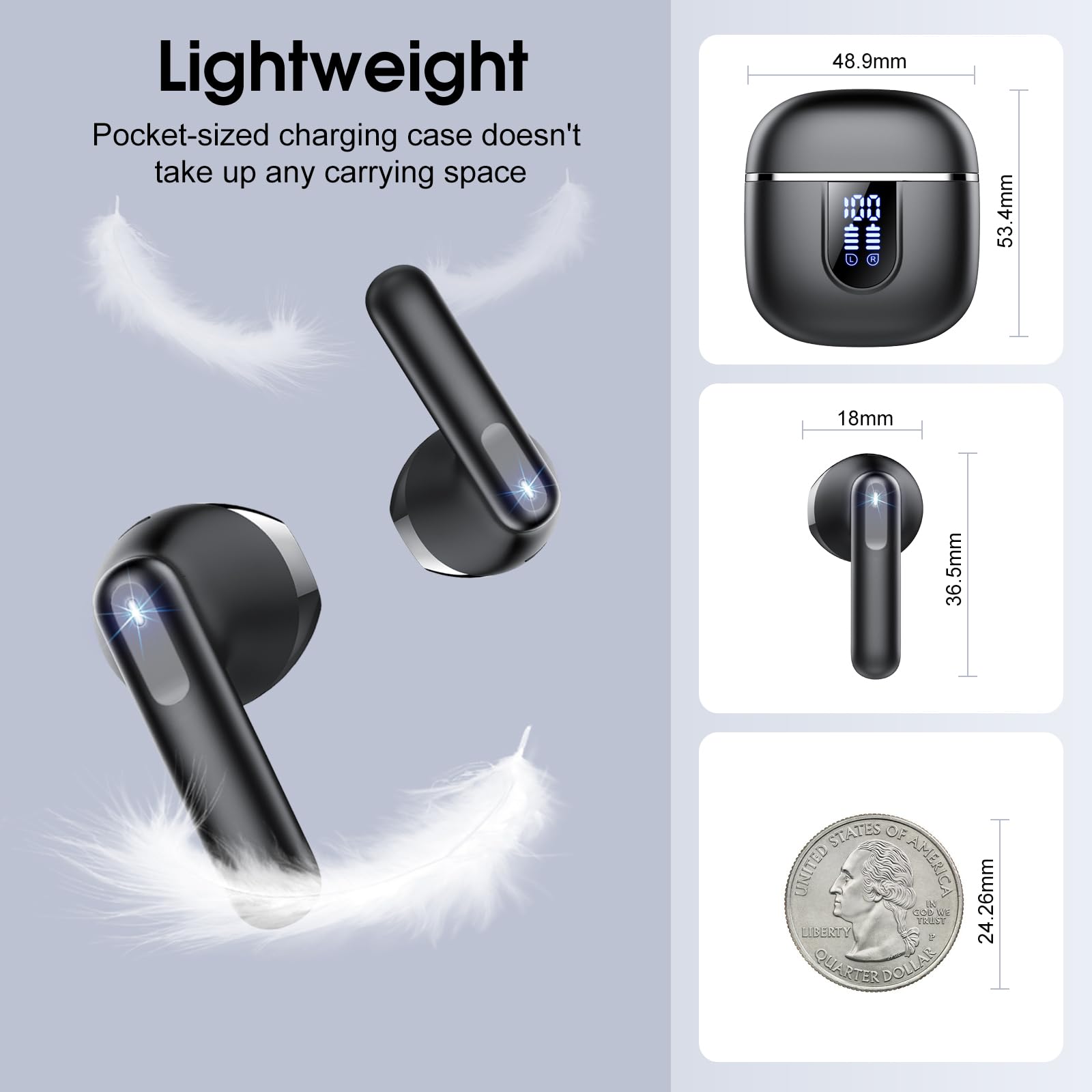 Cillso Wireless Earbuds, Bluetooth Headphones in Ear Buds, 40H HiFi Stereo Bluetooth Earbuds with ENC Noise Cancelling Mics, IP7 Waterproof Earphones