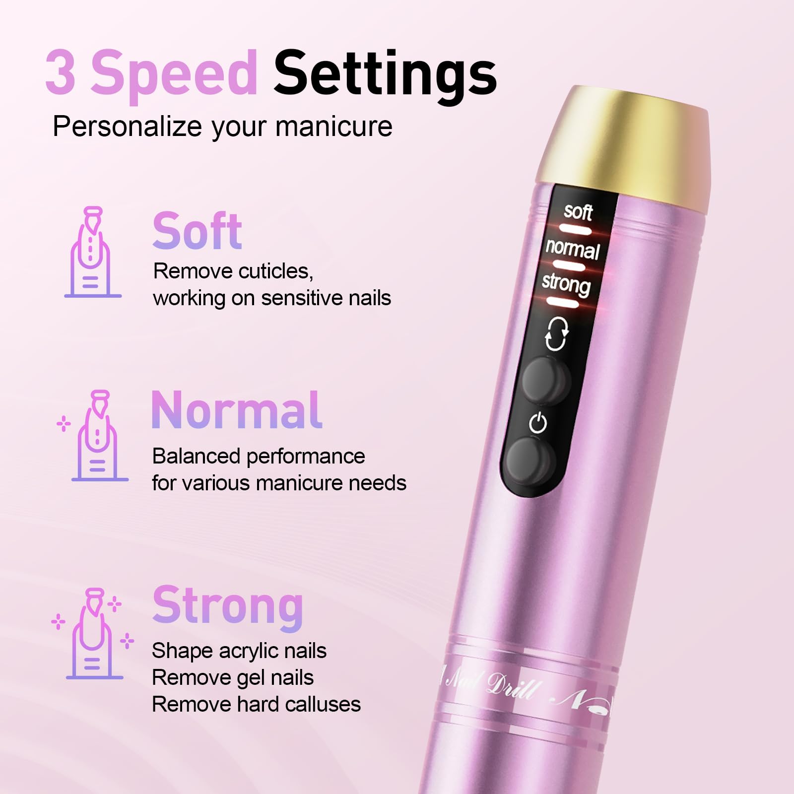 Beloving Nail Drill, Rechargeable Cordless Nail Drill Machine Portable Electric Nail Drill, 20000RPM Professional Electric Nail File for Acrylic Gel Nails - Purple