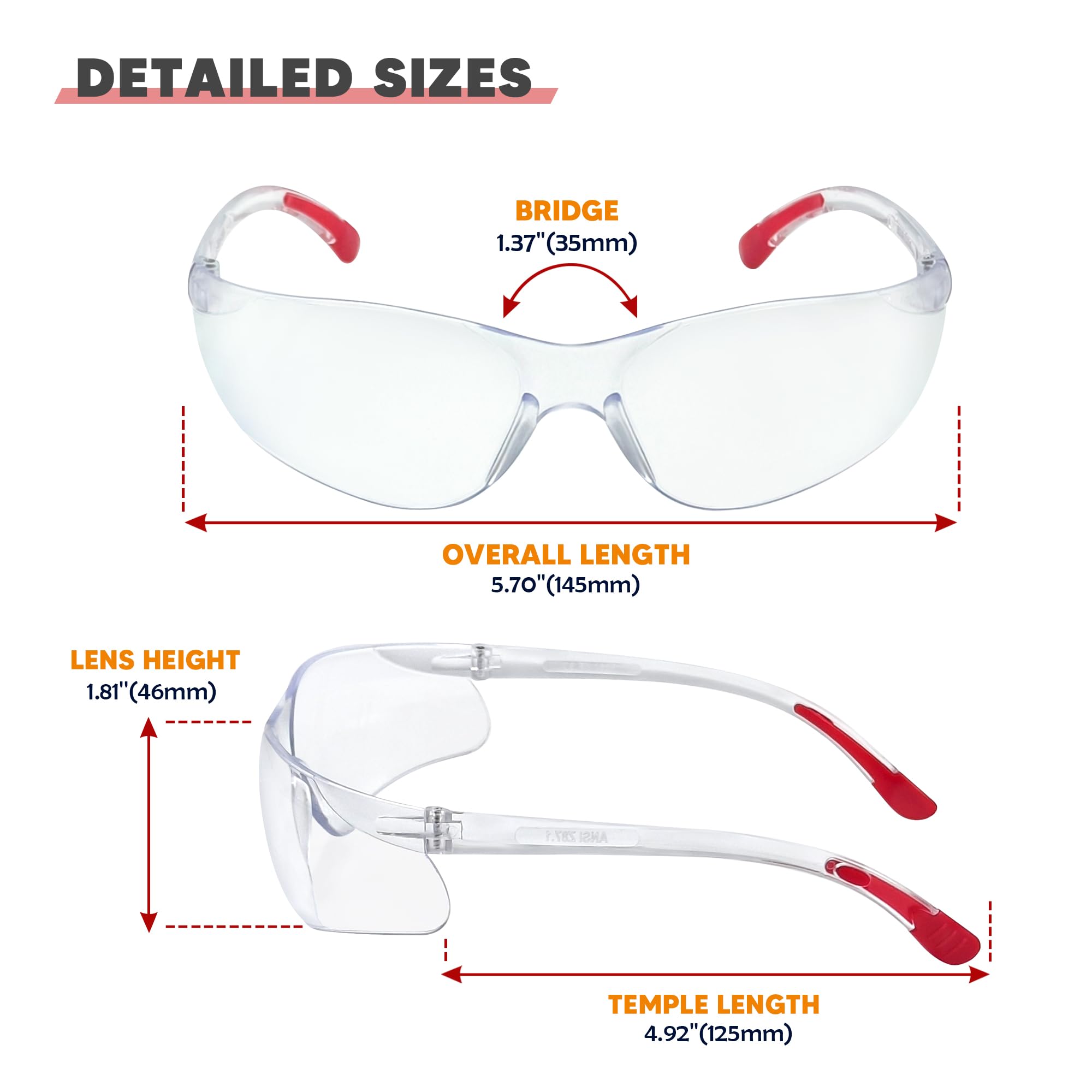 24 Pack Clear Safety Glasses, Protective Eyewear UV Protection & ANSI Z87.1, Safety Goggles Scratch & Impact Resistant Eye Protection for Men & Women - Ideal for Construction, Shooting, Lab Work
