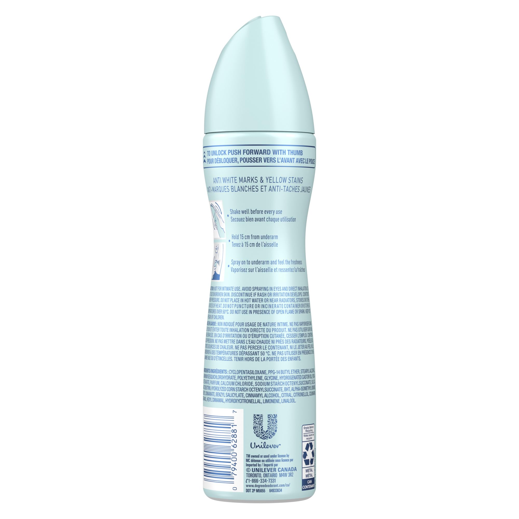 Degree Dry Spray Antiperspirant Black+White antibacterial odour protection, 107g