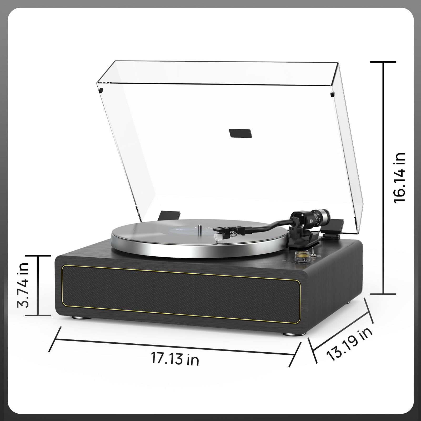 All-in-one Record Player Turntable with Built-in Speakers Vinyl Record Player Support Wireless Playback Auto Stop 33&45 RPM Speed RCA Line Out AUX in Belt-Drive Turntable for Vinyl Records Black