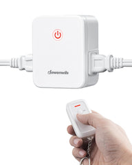 DEWENWILS Indoor Remote Control Outlet, Wireless Remote Light Switch with 2 Side Outlets, No Interference Remote Outlet Switch, 15A/1875W, 100ft RF Range, HRS101H